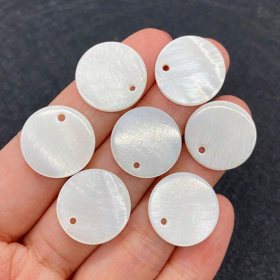 10/20/30 piezas Cuentas naturales de concha de agua dulce de 10mm, forma redonda y disco perforado, accesorio para hacer collares, pulseras, aretes y joyería