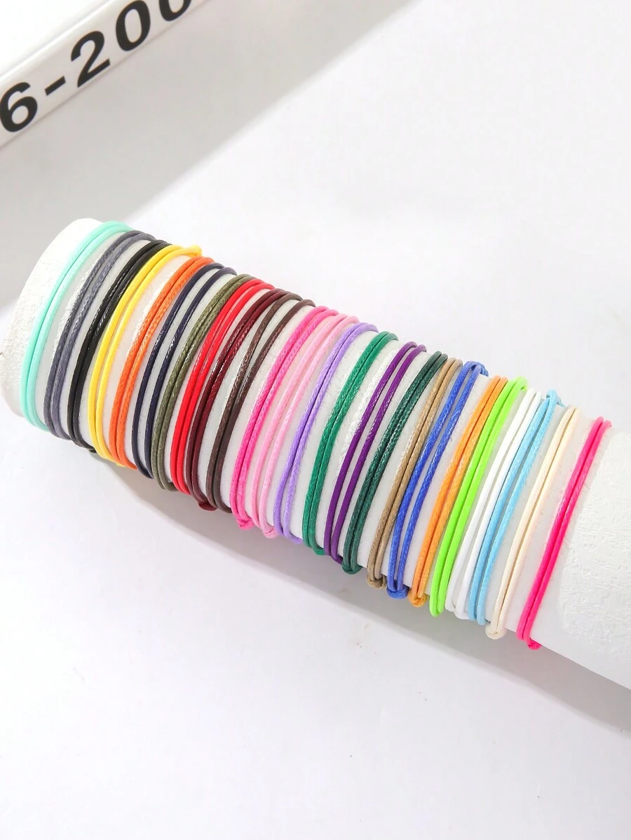 Set de 24 piezas de pulseras trenzadas de poliéster de colores, impermeables, de moda casual para mujer, para playa, vacaciones y uso diario