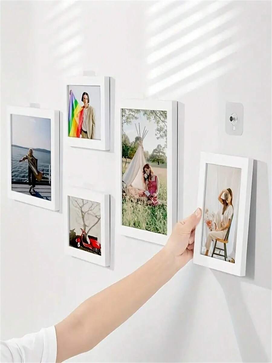 5pcs Transparent Frameless Wall Hooks, Strong Load Bearing Capacity Hooks For Office, Frames, Wedding Dresses, Home Decor, Invisible Seamless Hanging Hooks, Easy To Use, Picture Frame Hooks
