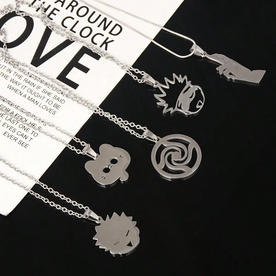 1pc Gojo Silver Cartoon Creative Stainless Steel Chain Cute Infinite Void Necklace Pendant Halloween