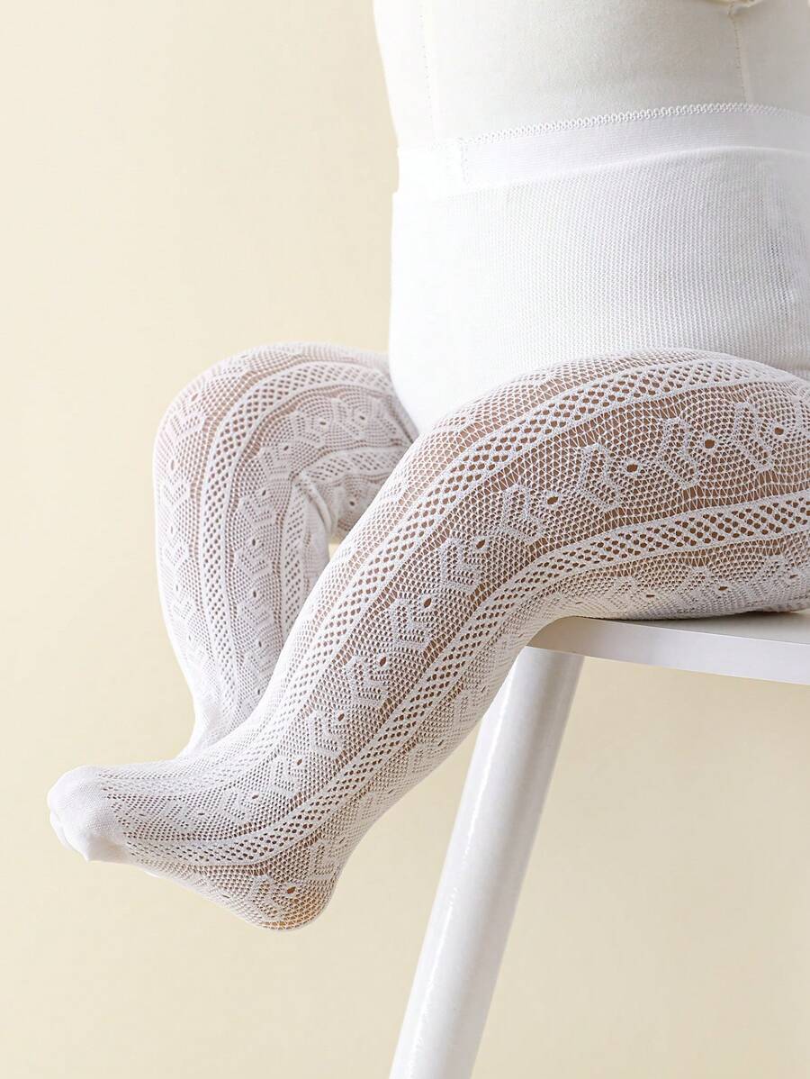 1 Stück Baby Mädchen süße Herzen Jacquard Strumpfhose, einfache dehnbare Unterziehstrumpfhose geeignet für Outdoor-Aktivitäten im Sommer