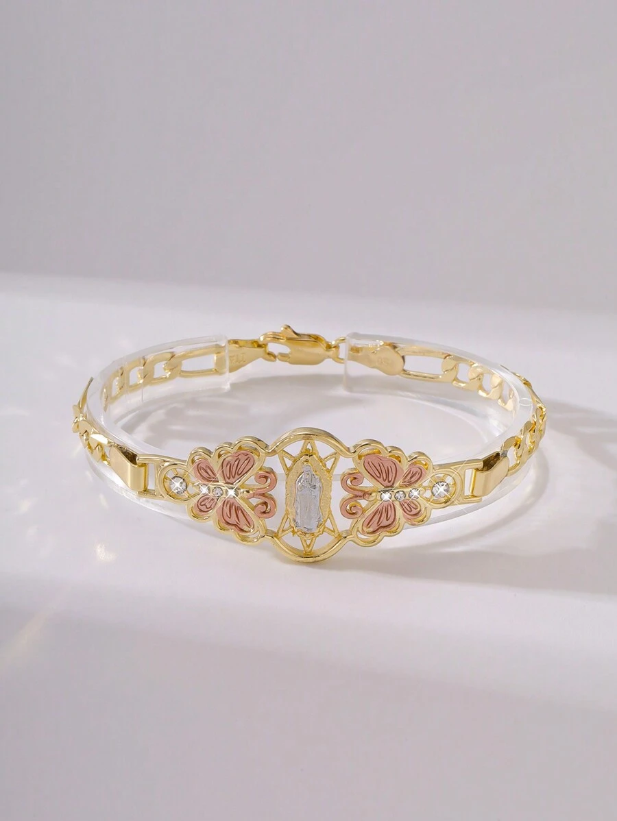 1 peça Moda e simples Glitters Pintados à mão Colorido Virgem Maria Guadalupe Pulseira, Presente adequado para mãe, casal, melhor amigo, uso diário e festival, oração