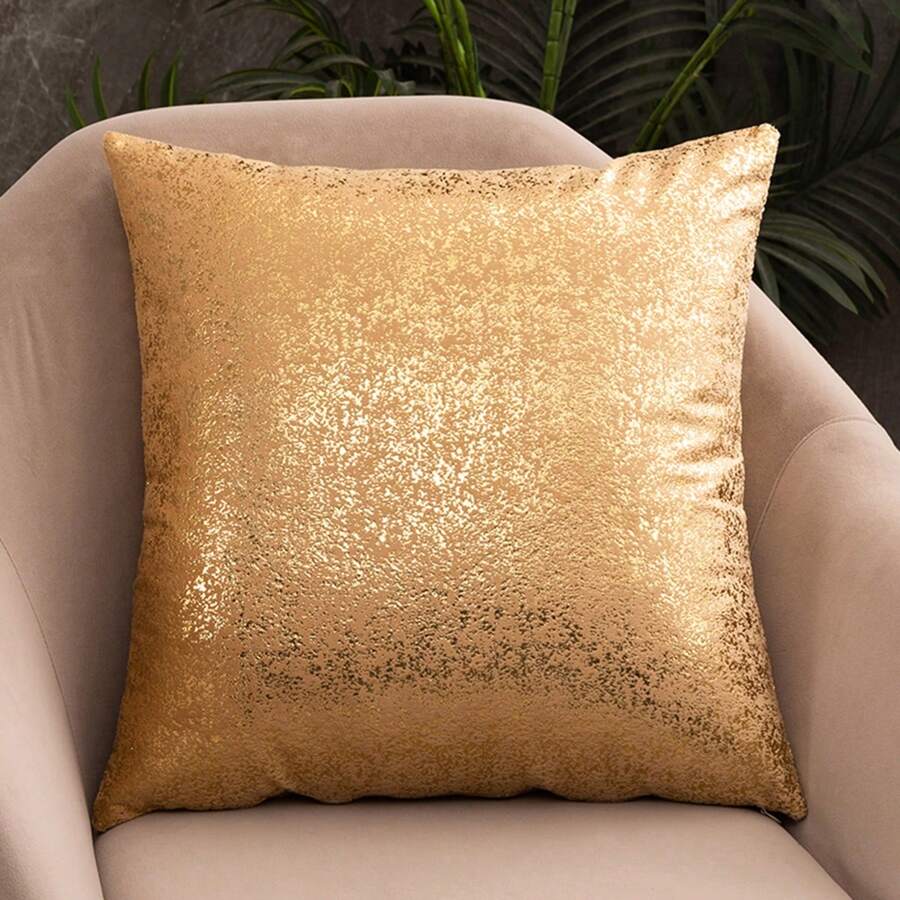 1 pièce Luxueux Taie d'oreiller en velours Imprimé flocon de neige doré, Style moderne de luxe léger, Couverture de dossier de canapé imprimé doré (sans remplissage)