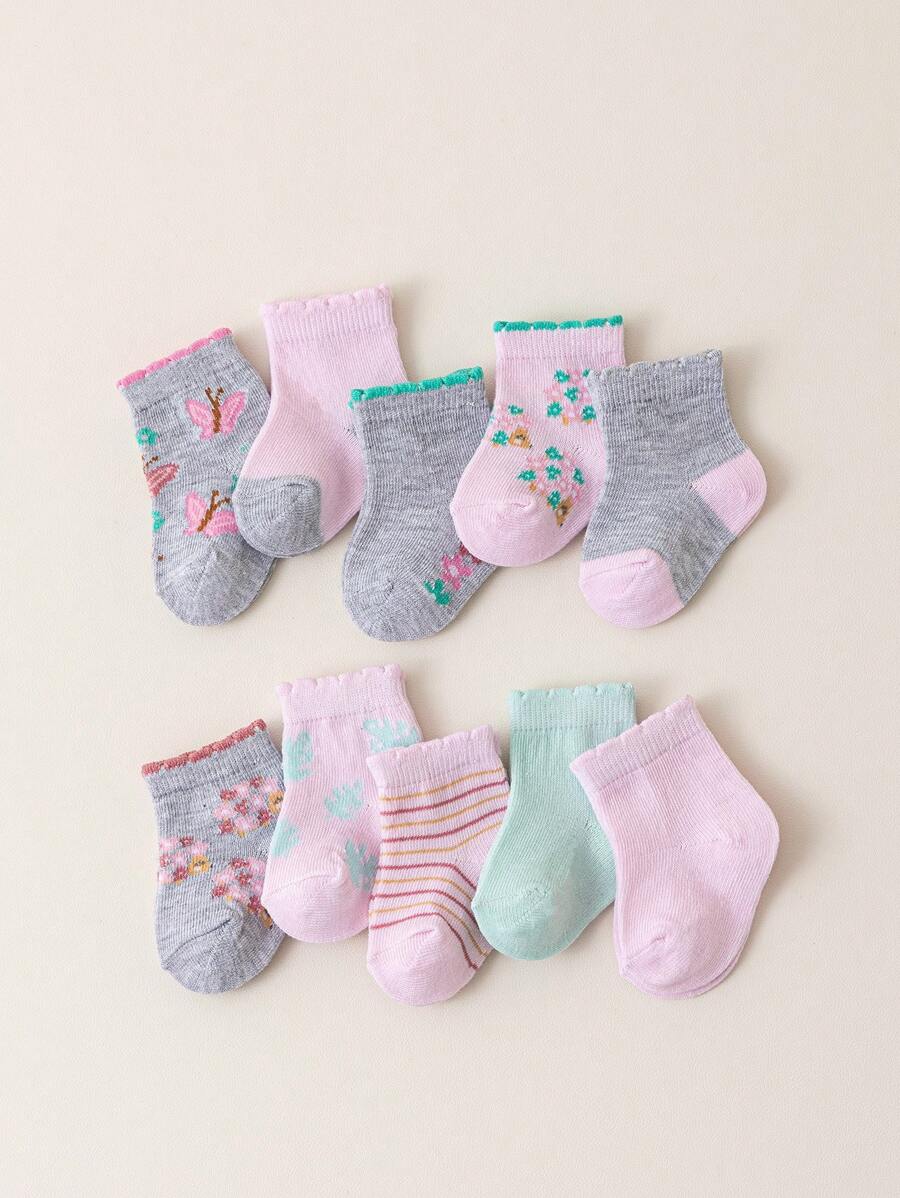 10pairs/Set Children's Sweat-Absorbent, Odor-Resistant, Versatile, Cute, Mid-Length/Short Socks For Spring/Summer/Autumn
