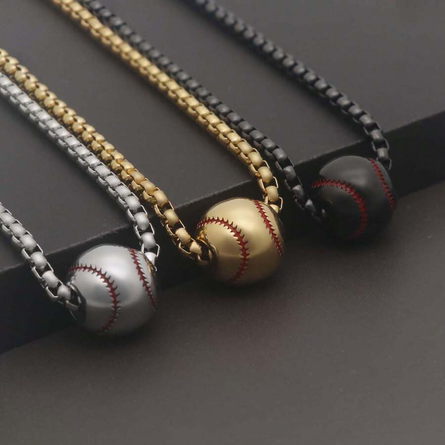 1 Stück-Baseball-Halskette aus 304L-Edelstahl für Männer und Frauen, Baseball-Zubehör für Schmuck