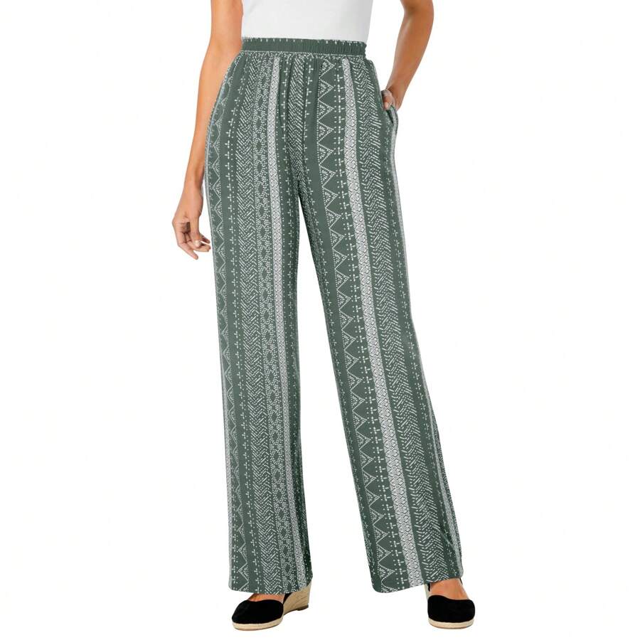 Woman Within Women's Plus Size Petite Pull-On Elastic Waist Soft Pants