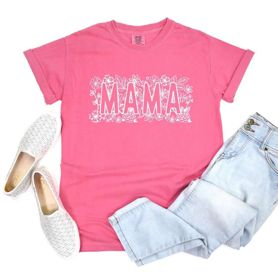 Mama Bold Flowers | Garment Dyed Tee