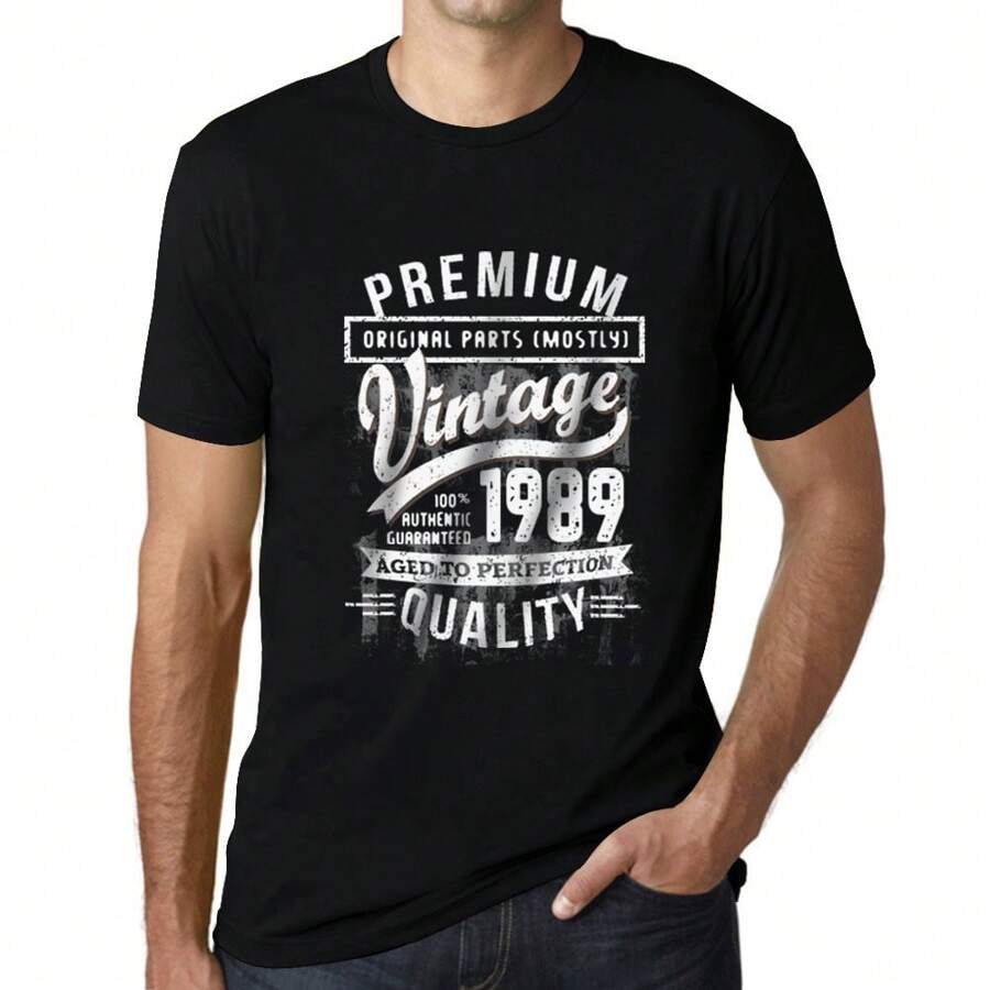 T-shirt da uomo – Parti originali (per lo più) invecchiate alla perfezione 1989 – 35 anni T-shirt grafica Idea regalo 35° compleanno Vintage Anno 1989 Nuovo