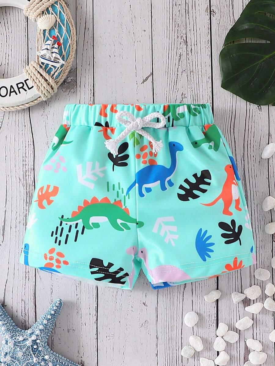 Schlichte Schwimm-Shorts für Kleine Jungen mit Dinosaurier-Muster für den täglichen Gebrauch