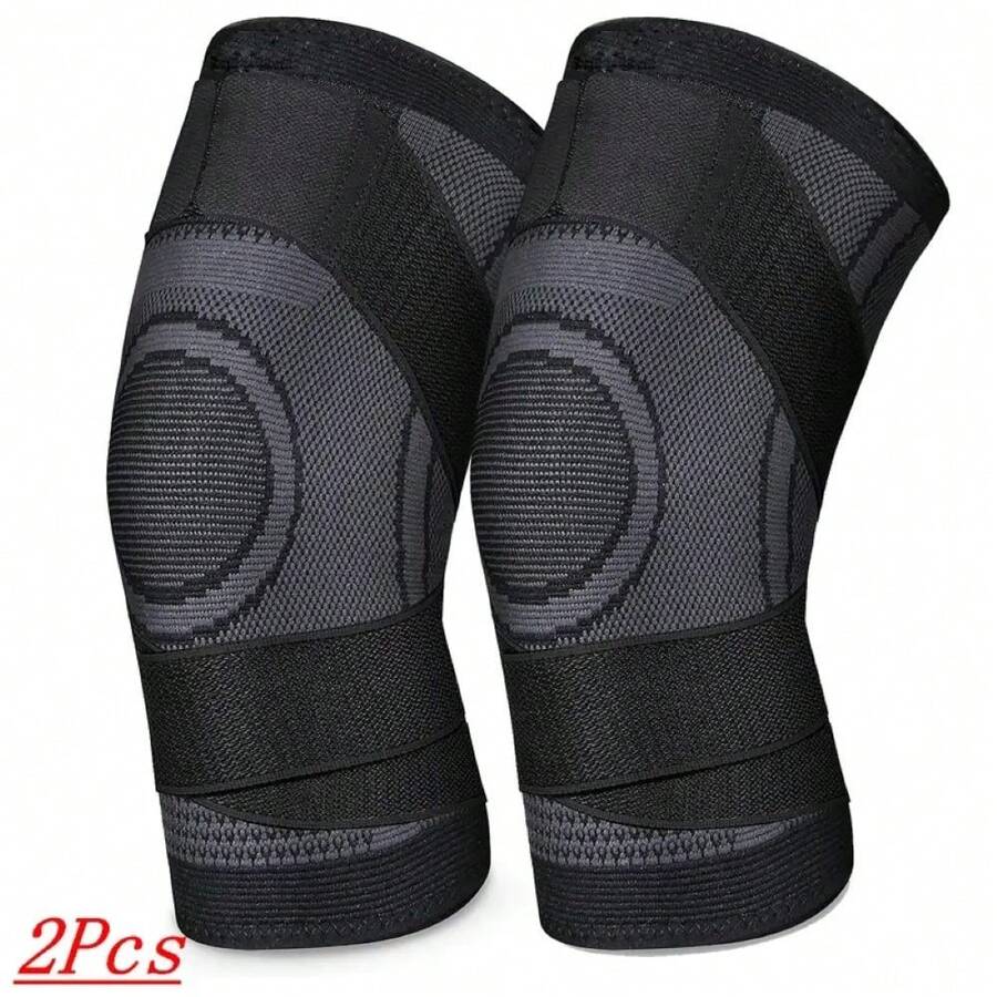 2 piezas Rodilleras con correa ajustable, rodilleras con función de alivio del dolor de articulaciones, mejoran la comodidad para correr, ciclismo y deportes para hombres y mujeres. Por favor, elija el tamaño talla grande adecuado. Accesorios de gimnasio, rodilleras deportivas, rodilleras de gimnasio