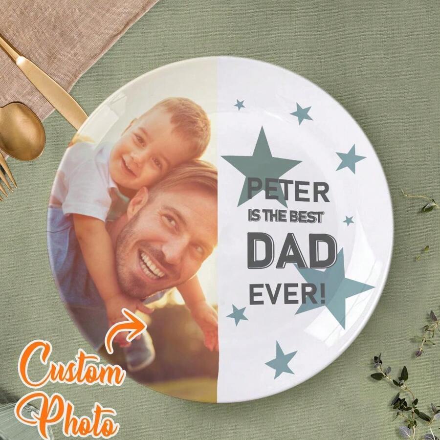 1pc Custom Photo Plate, Custom Photo Dish, Custom Plates, Personalized Plates, Custom Picture On Plate, Mother's Day Gift, Father's Day Gift, Valentine's Gift, Anniversary Gift, Graduation Gift, Ideal Gift For Father/Mother, Unique Gift For Husband/Wife, Perfect Gift For Boyfriend/Girlfriend, Personalized Gift For Him/Her Christmas Gift