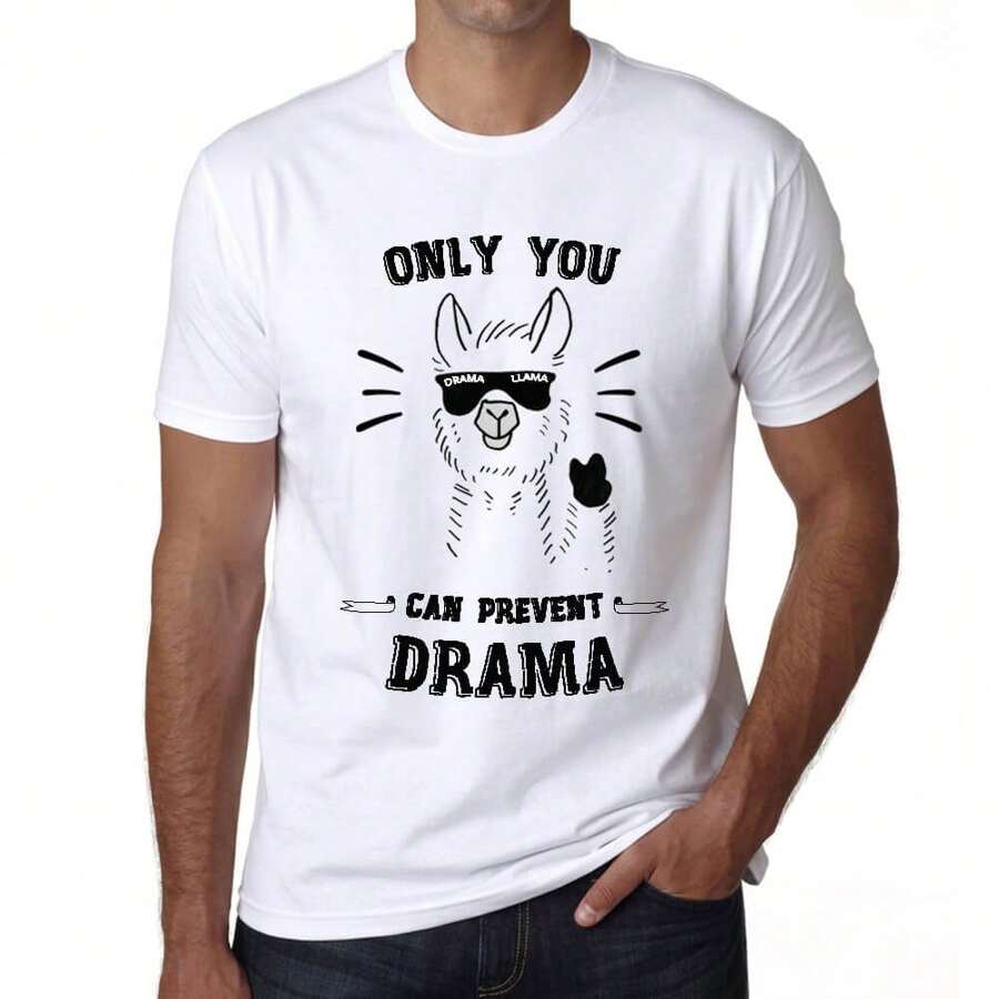 T-shirt da uomo Only You Lama Can Prevent Drama – Only You Lama Can Prevent Drama – T-shirt grafica eco-responsabile regalo vintage