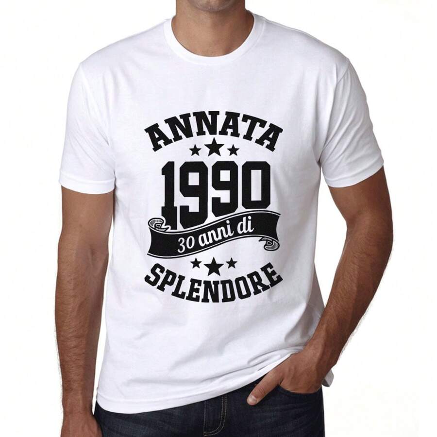 T-shirt da uomo realizzata nel 1990 – Fatto Nel 1990 – T-shirt grafica 34 anni idea regalo 34° compleanno vintage anno 1990 nuova