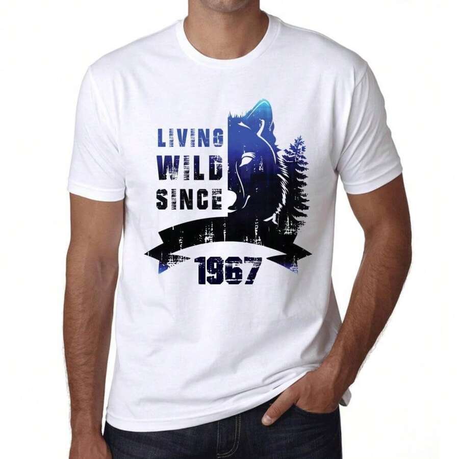 T-shirt da uomo Living Wild Since 1967 – Living Wild Since 1967 – 57 anni T-shirt grafica Idea regalo 57° compleanno Vintage Anno 1967 Novità