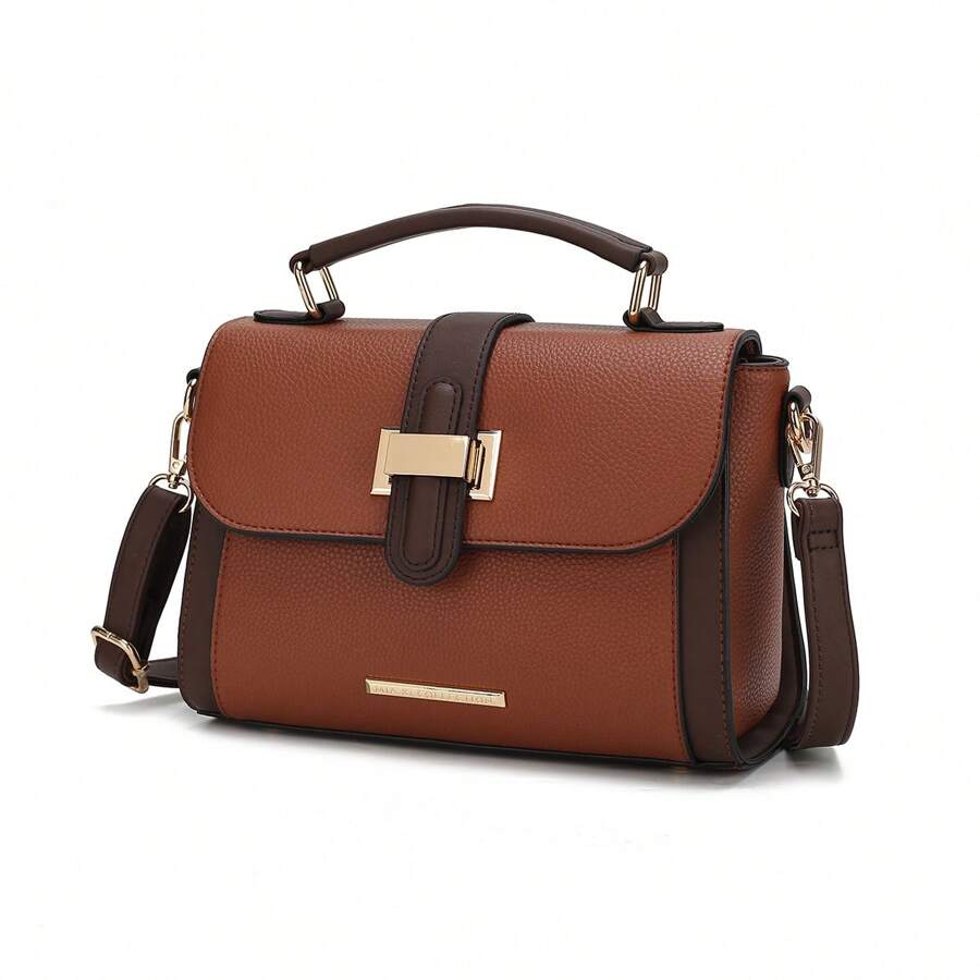 MKF Collection Willa Women's Color-Block Vegan Leather Shoulder Bag Lightweight Business Crossbody Bag, Commute Work Handbag For Women With Adjustable Strap Perfect For Commute, Outdoors, Travel, Outings By Mia K