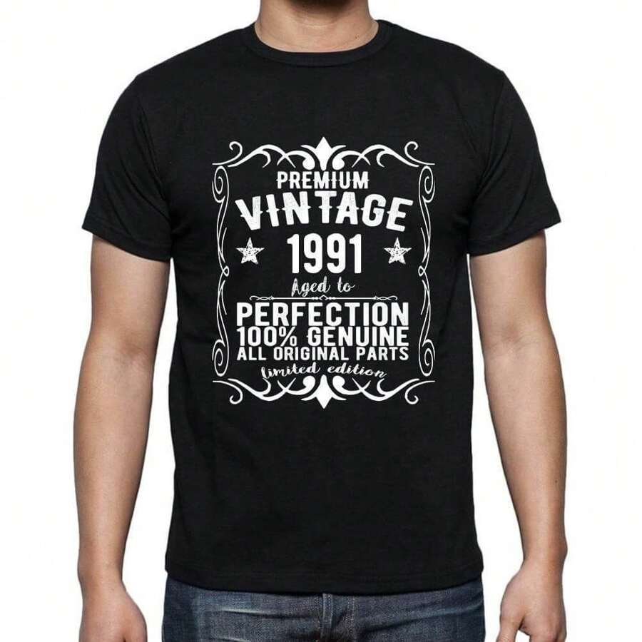 Heren T-shirt – alle originele onderdelen Verouderd tot in de perfectie 1991 – 33 jaar oud Grafisch T-shirt Cadeau-idee 33e verjaardag Vintage jaar 1991 Nieuw
