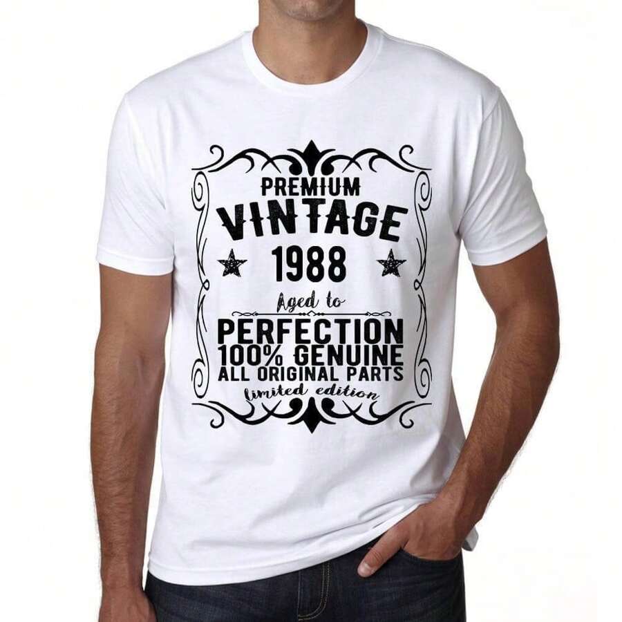 T-shirt męski – wszystkie oryginalne części postarzane do perfekcji 1988 – 36-letnia koszulka z grafiką Pomysł na prezent 36. urodziny Vintage Rok 1988 Nowość