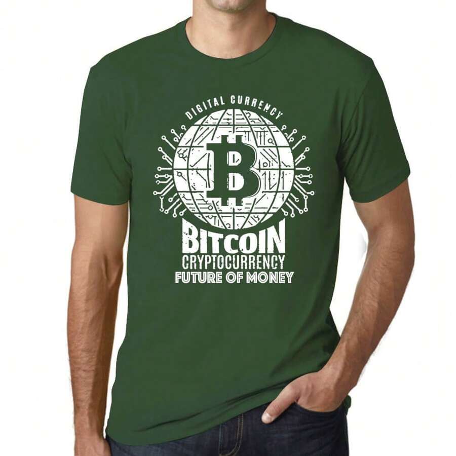Heren Bitcoin T-shirt: de toekomst van geld Hodl Btc Crypto – Bitcoin toekomst van geld Hodl Btc Crypto – ecologisch verantwoord grafisch T-shirt vintage cadeau nieuwigheid