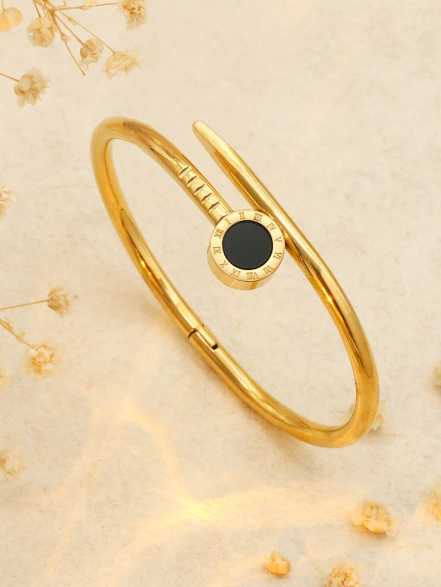 1 stuk Romeinse cijfers armband voor dames roestvrijstalen armbanden set mode-sieraden accessoire