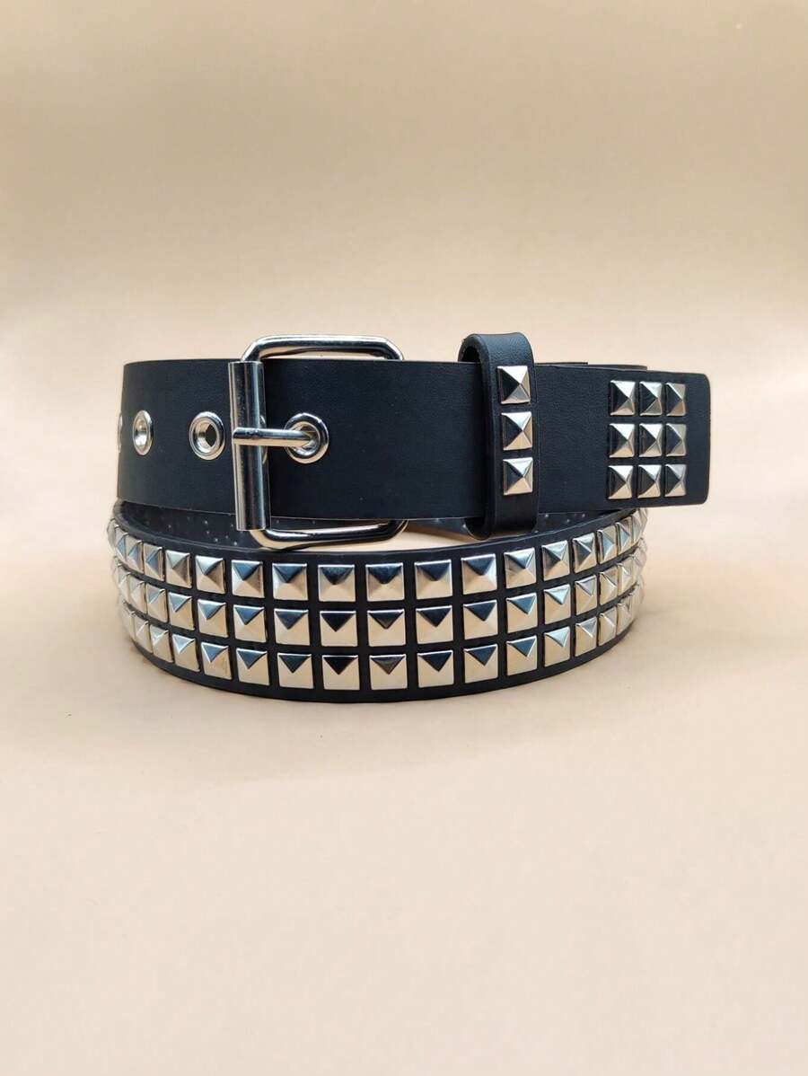 ACESSÓRIOS Nova Moda Do Punk Rebite Cinto Para Mulheres Lantejoulas Personalidade Estilo Concave Fresco