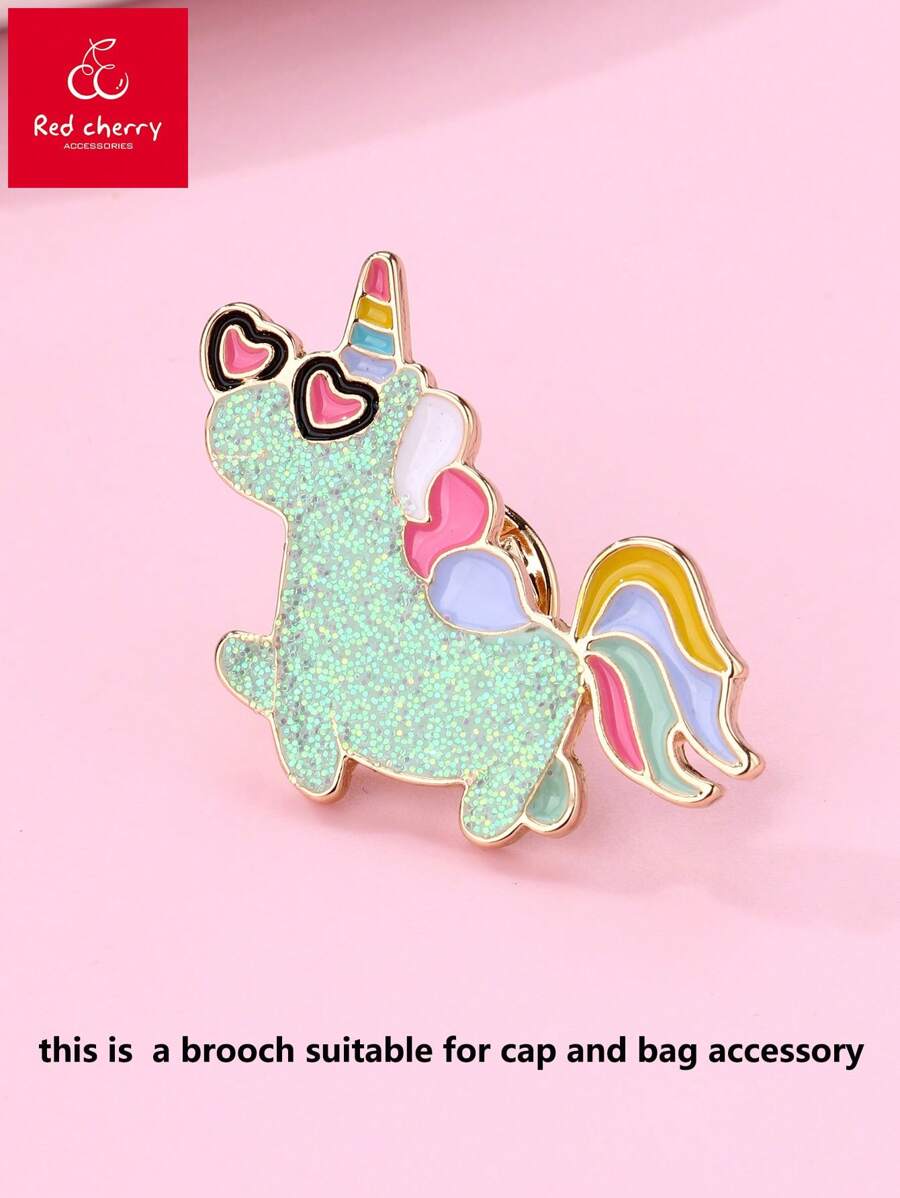 1 peça de Broche de Unicórnio de Esmalte Colorido em Liga de Zinco, Broche de Pino de Animal de Desenho Animado Para Meninas, Adequado Para o Uso Diário em Jeans, Chapéus e Acessórios de Decoração
