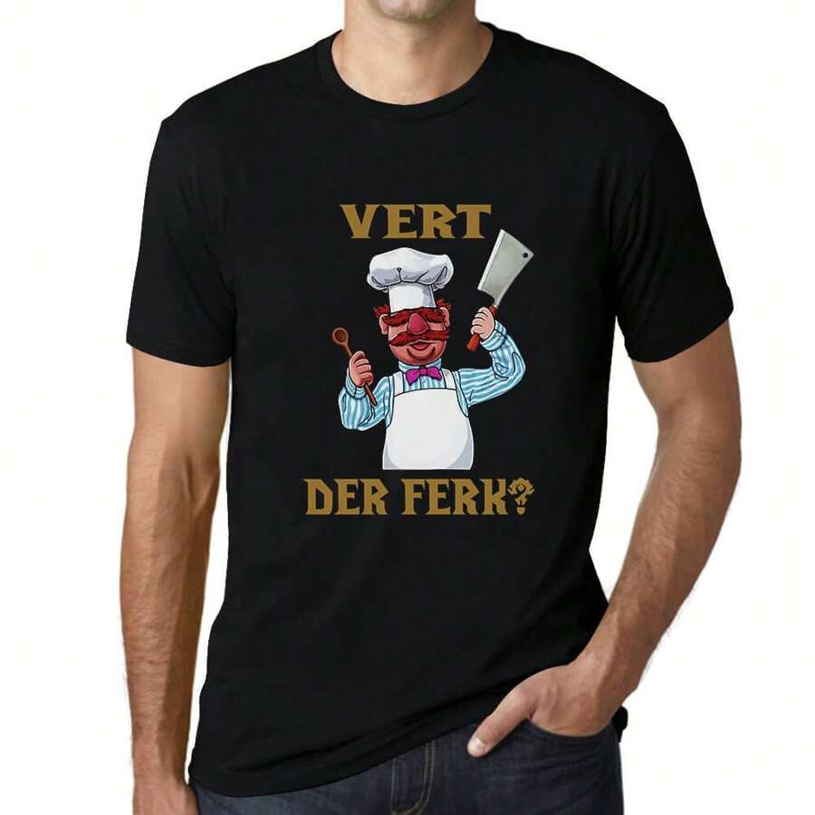 Maglietta verde da uomo Le Chef De Ferk – Vert Der Ferk Chef – Maglietta grafica eco-responsabile Regalo vintage Novità
