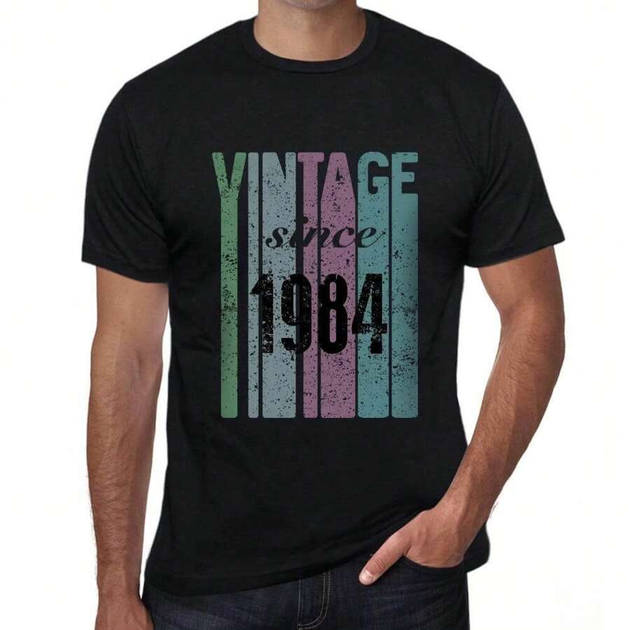 T-shirt da uomo vintage since 1984 – vintage since 1984 – 40 anni t-shirt grafica idea regalo 40° compleanno vintage anno 1984 novità