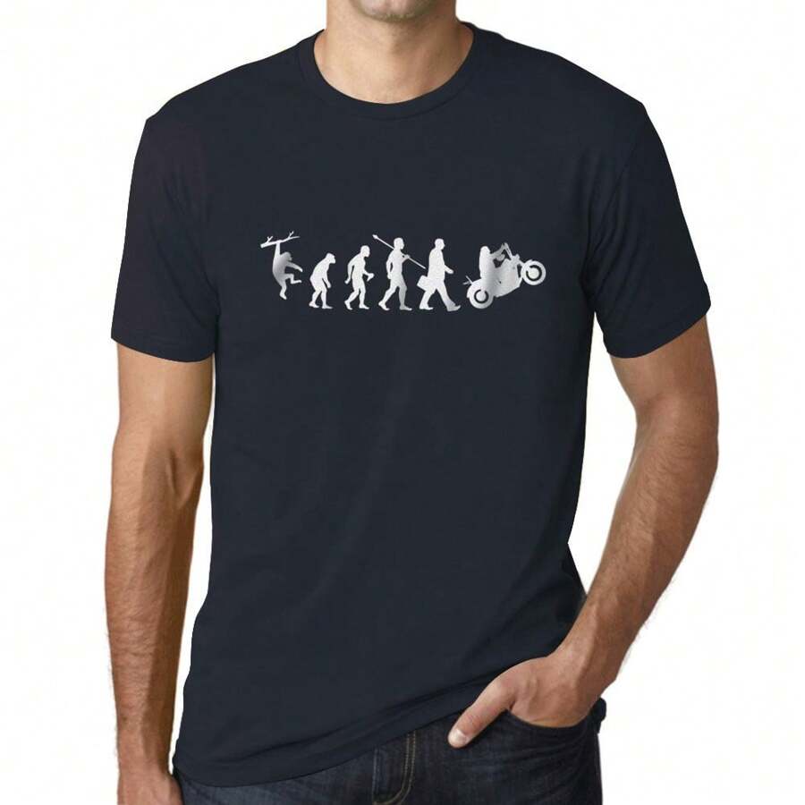 T-shirt da moto Evolution da uomo – Evolution Motorcycle – T-shirt grafica eco-responsabile regalo vintage novità