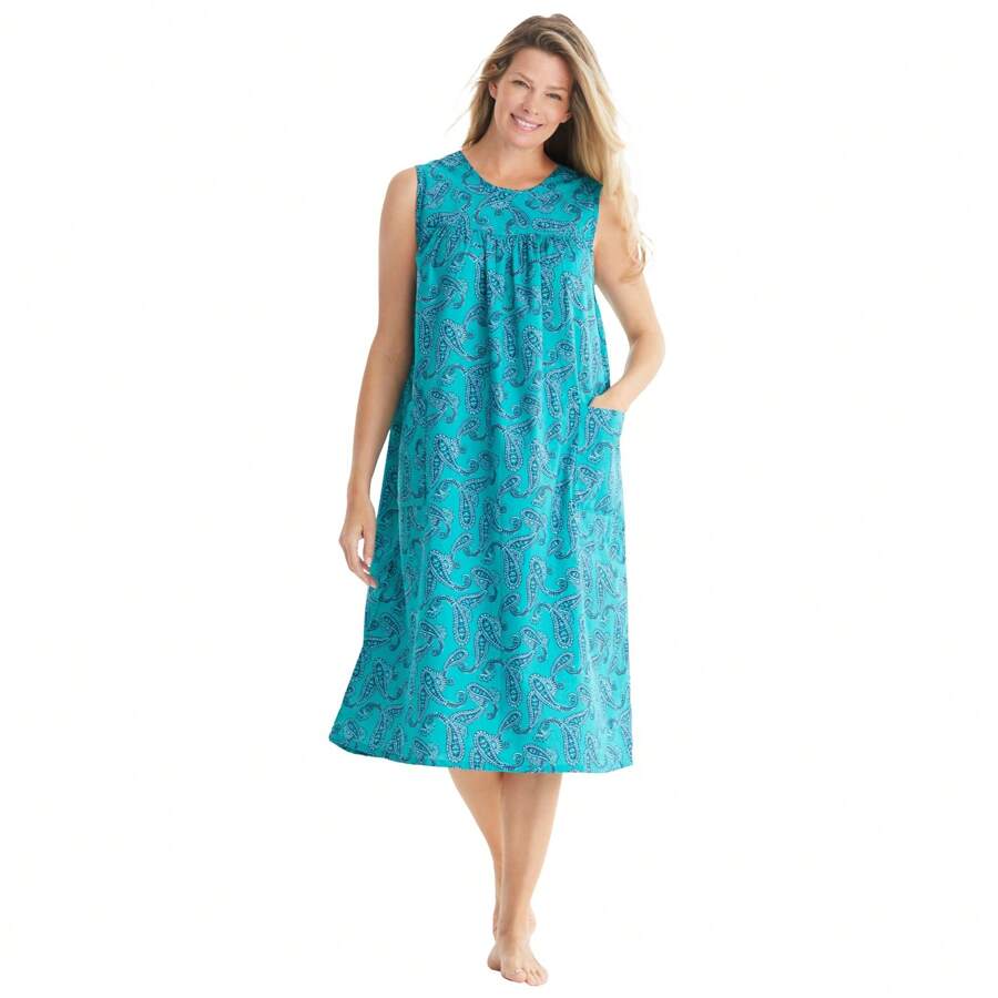 Only Necessities Women's Plus Size Sleeveless Print Lounger