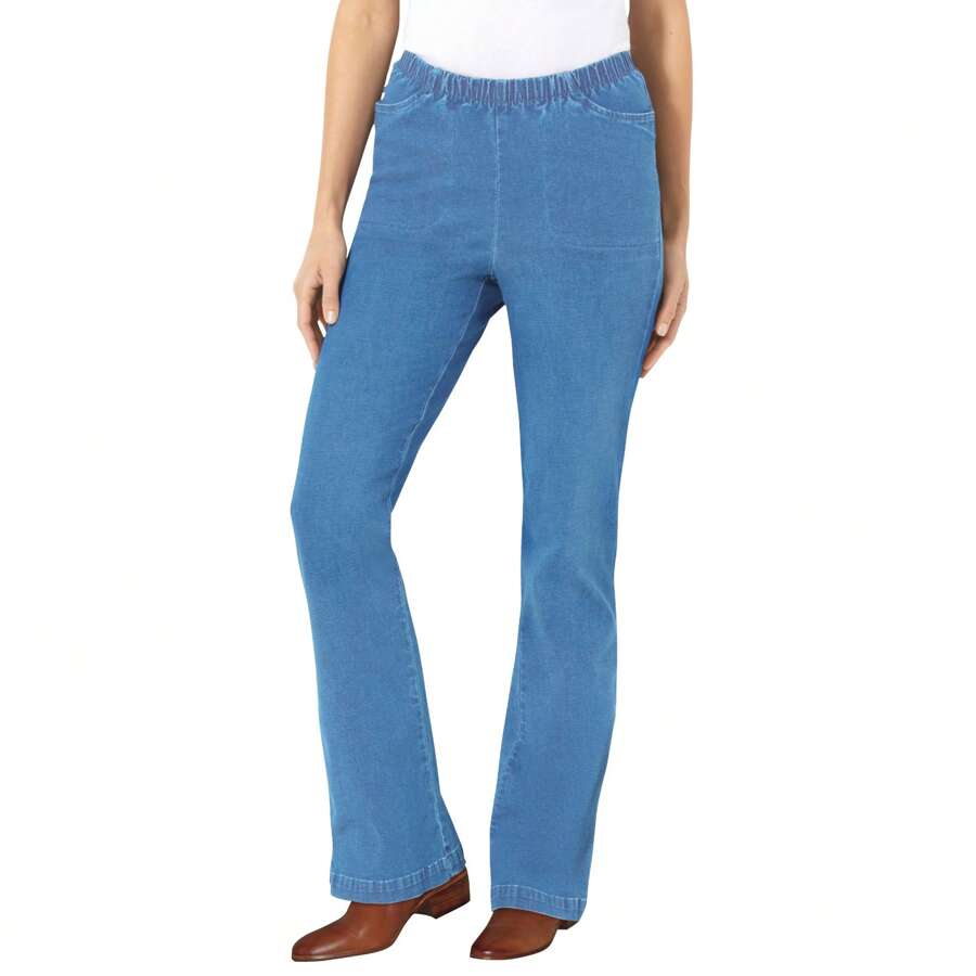WOMAN WITHIN Woman Within Women's Plus Size Tall Bootcut Fineline Denim Jean