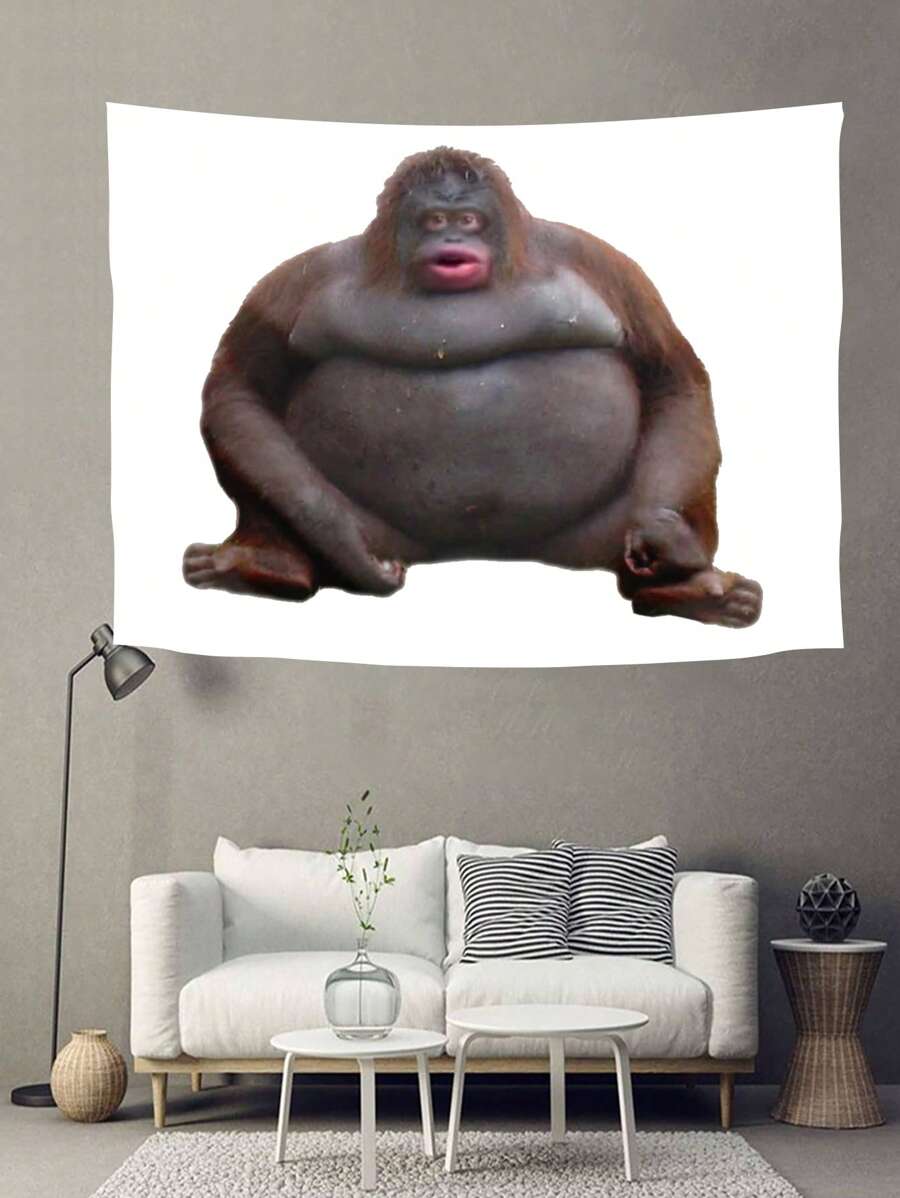 A Cute And Funny Chimpanzee Tapestry, Polyester Wall Art Tapestry For Aesthetic Home Decoration, Suitable For Living Room, Bedroom, Dormitory Walls, Wall Hanging Style, Ideal Gift For Wall Art, Wall Decoration, Background Decoration And Room Decoration,Christmas