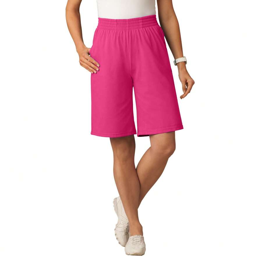WOMAN WITHIN Woman Within Plus Size Elastic-Waist Knit Short