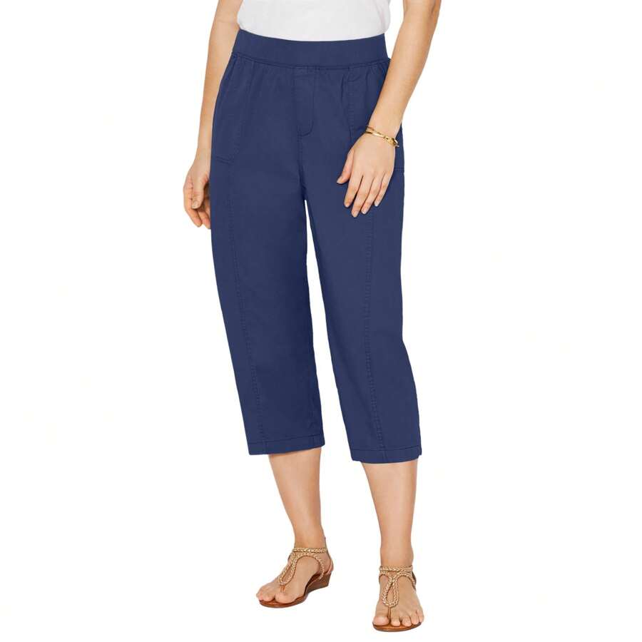 CATHERINES Catherines Women's Plus Size Stretch Knit Waist Cargo Capri