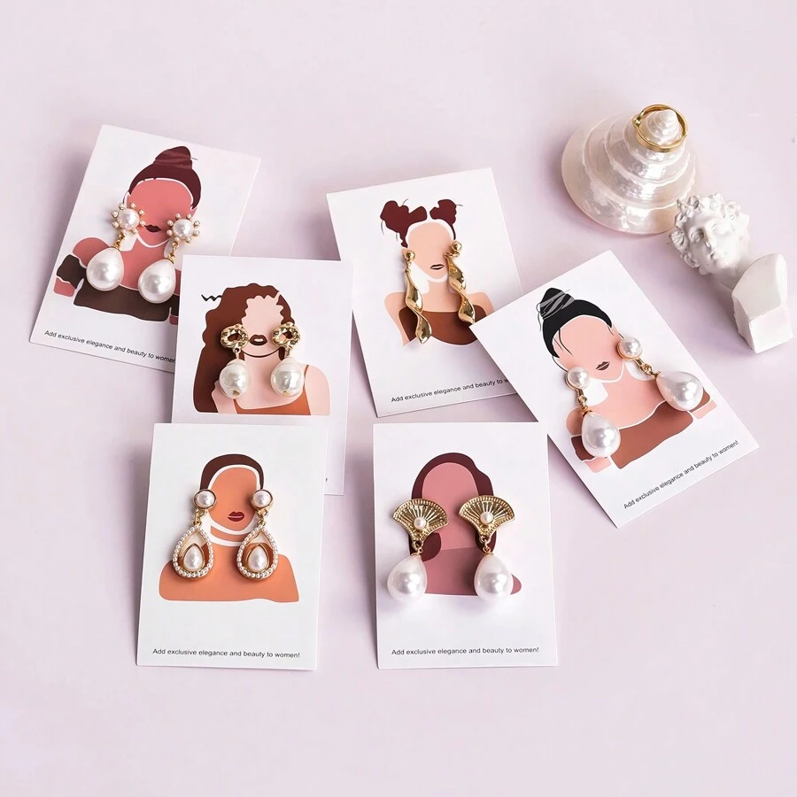 20pcs Fashion Printed Earring Display Cards, Random Patterns, Ideal For Jewelry Packaging And Retail, Suitable For Necklaces, Earrings And More, Perfect For Both Home And Jewellery Store