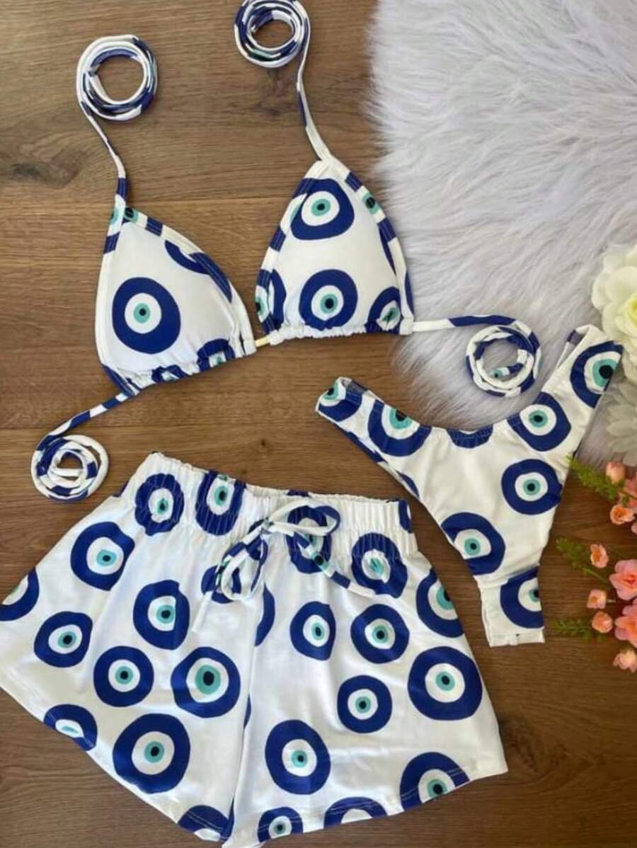 Kit Bikini 3 peças Bikini Roupa Femenina Roupa de Praia Conjunto de Praia Conjunto de Bikini Roupa Femenina