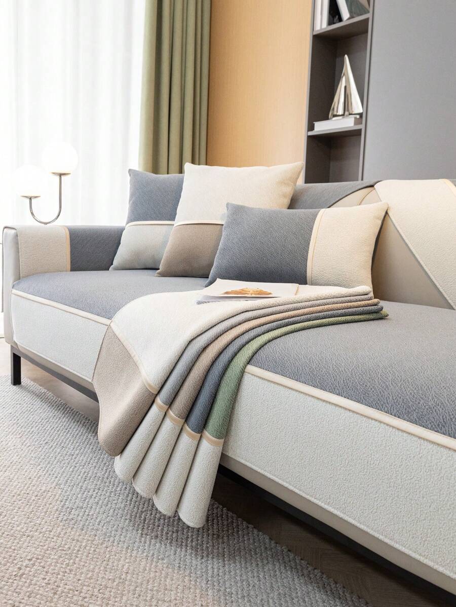 1pc All-Season Anti-Skid Sofa Mat, Minimalist Modern Style Pet-Friendly Anti-Dust Slipcover, Spring & Autumn Scratch Resistant Sofa Cover For Living Room L-Shaped Sectional Sofa And 1/2/3/4 Seaters Sofa (Sold Separately)