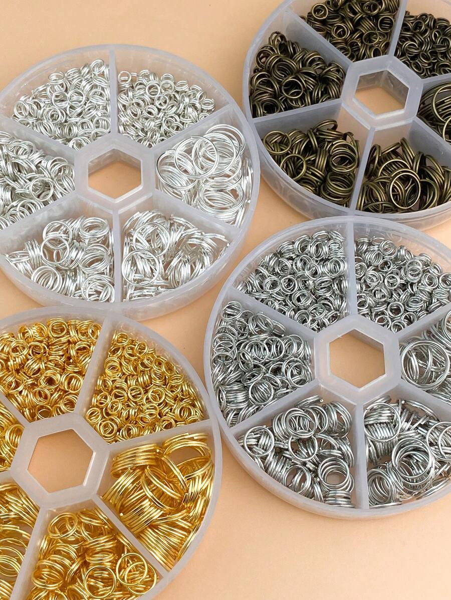 1 Caixa / Conjunto de Anéis Separadores para Produção de Joias, Anéis Duplos Fechados de Artesanato, Abridor de Laços para Colares e Pulseiras, Anel Dividido, Anéis Chave Pequenos a Granel, Conector de Corrente Chave em Metal para DIY Acessórios de Artesanato