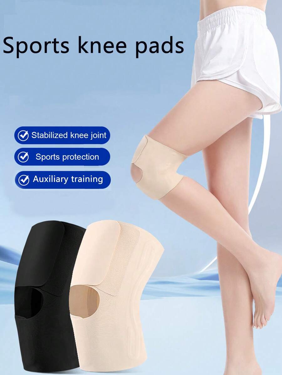 1pc Adjustable Sports Knee Sleeve, Knee Joint & Meniscus Support Pad For Men & Women, Knee Brace For Basketball, Running, Hiking, Skin Color Gym Accessories Knee Support