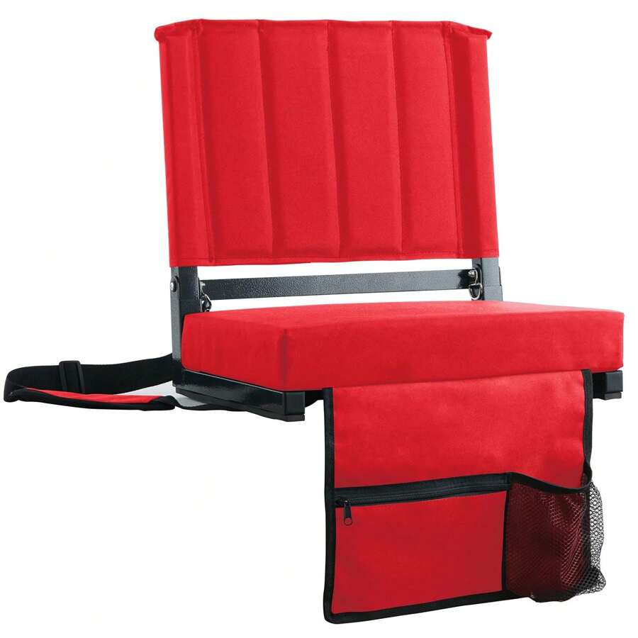 Stadium Seat For Bleachers With Back Support And Cushion Includes Shoulder Strap And Cup Holder(Single)