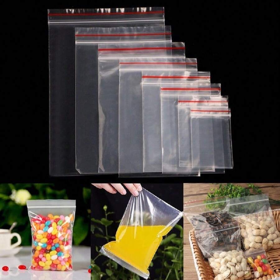 100入裝透明塑膠自封禮品袋,密封拉鍊袋