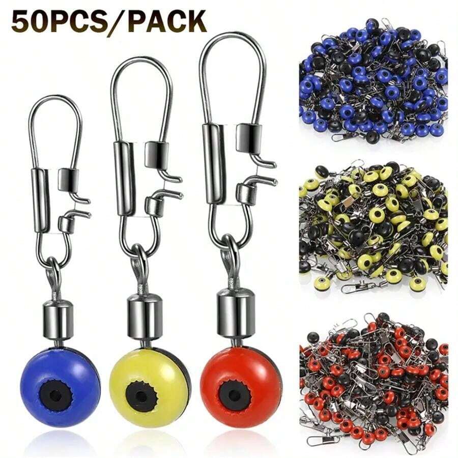 50pcs Fishing Space Bean Connector Type B Swivel Ring Fishing Rod Belly Float Seat Connector Accessories