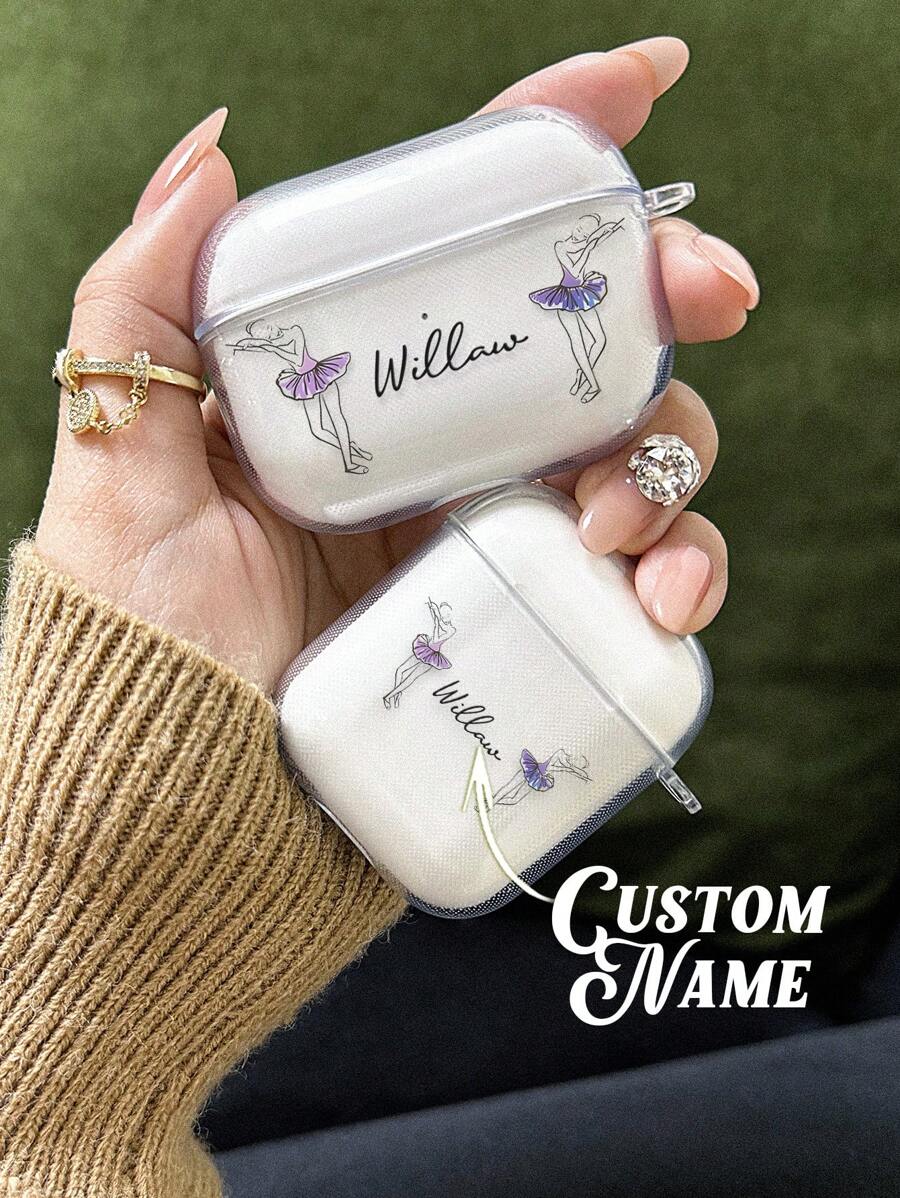 1pc Custom Name Wireless Headphones Case, Personalized Name Initials Wireless Headphones Cover, Custom Engraved Initials Monogram Wireless Headphones Case, Personalized Name Wireless Headphones Case, Anniversary Gift, Birthday Gift, Mother's Day Gift, Father's Day Gift, Best Friend Gift, Gift For Mom/Dad, Gift For Girlfriend/Boyfriend, Gift For Friend