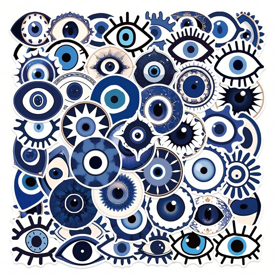 50 pezzi adesivi occhio malvagio carini, adesivi decorativi a graffiti cartoni animati con certificazione per bambini, per laptop, bottiglie d'acqua, bagagli, caschi, skateboard, cancelleria, motociclette, decorazione d'aula, forniture artistiche per adolescenti, forniture scolastiche, back to school
