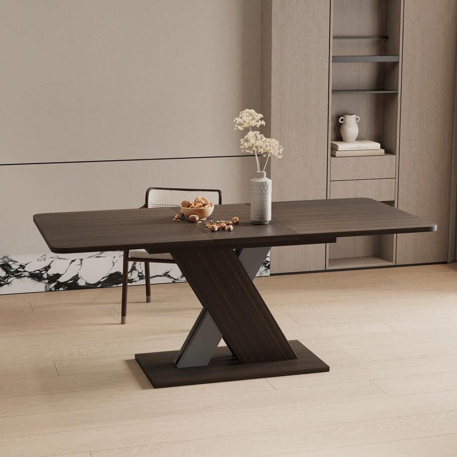 QQD 70" Dining Table, Extendable Dining Table For 4 6, Wooden Kitchen Dining Room Table, Expandable Dinner Table, Modern Extendable Console Table Desk For Home Office Small Space