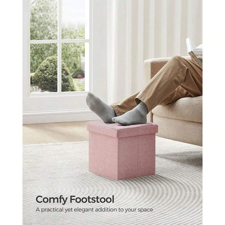 11.8 Inches Folding Storage Ottoman Bench, Storage Chest, Foot Rest Stool, Bedroom Bench With Storage