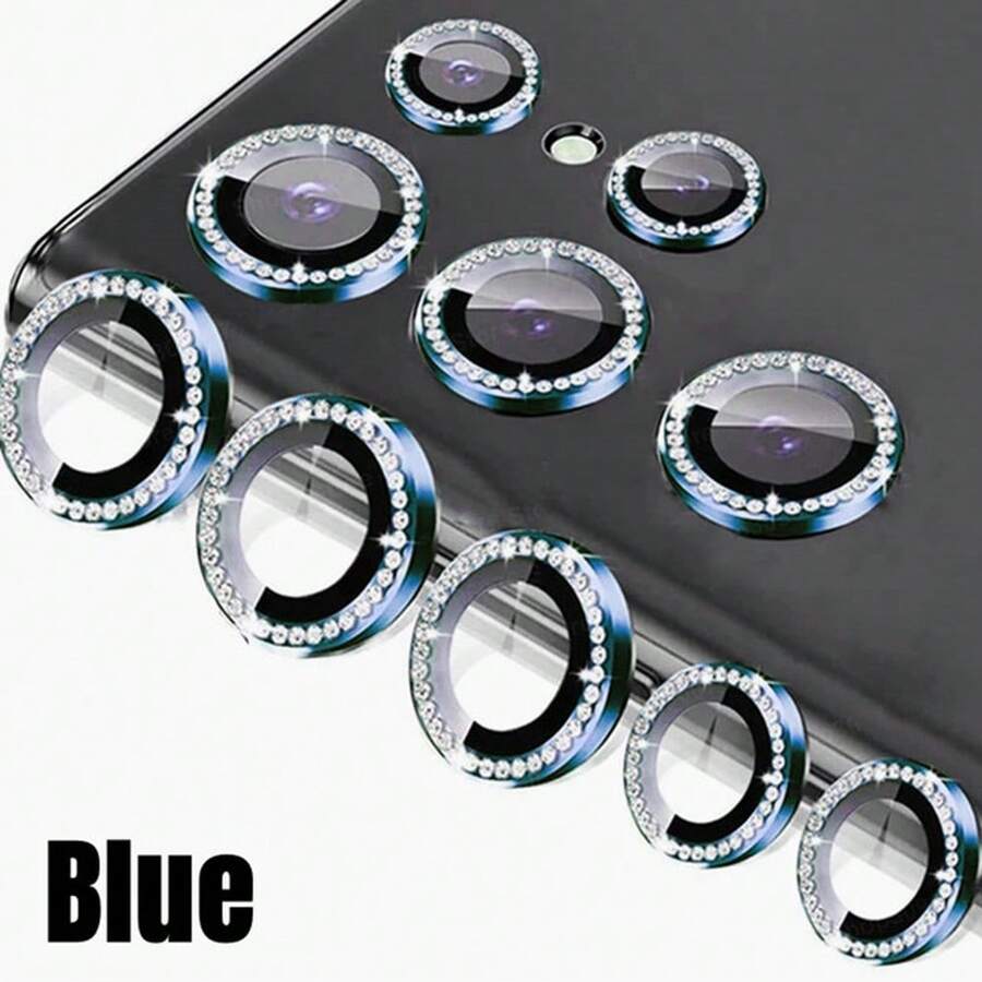 1 Set 9D Rhinestone Lens Protector, Ring Cover Film ,Tempered Glass Camera Compatible With Samsung Galaxy S25Edge S24FE S25Ultra S25Plus A16 A26 A36 A56 A55 A15 A35 A25 A05 A05S A24 A34 A14 A54 S24Ultra S24 S24Plus S22Ultra S23Ultra S23Plus S23/IPhone16ProMax IPhone16 IPhone16Pro IPhone16plus IPhone15ProMax IPhone15 14 13 12 11Pro Gift For Birthday, Family, Friends Sparkling Crystal, Lens Protector, Phone Accessories