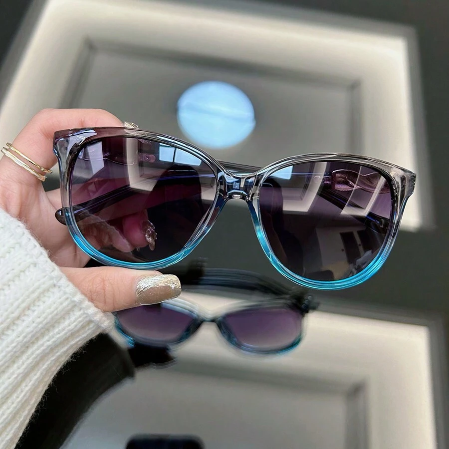 1 pieza Gafas de moda de ojo de gato vintage para mujeres, con montura redonda clásica, para uso en viajes, playas, vacaciones, actividades al aire libre