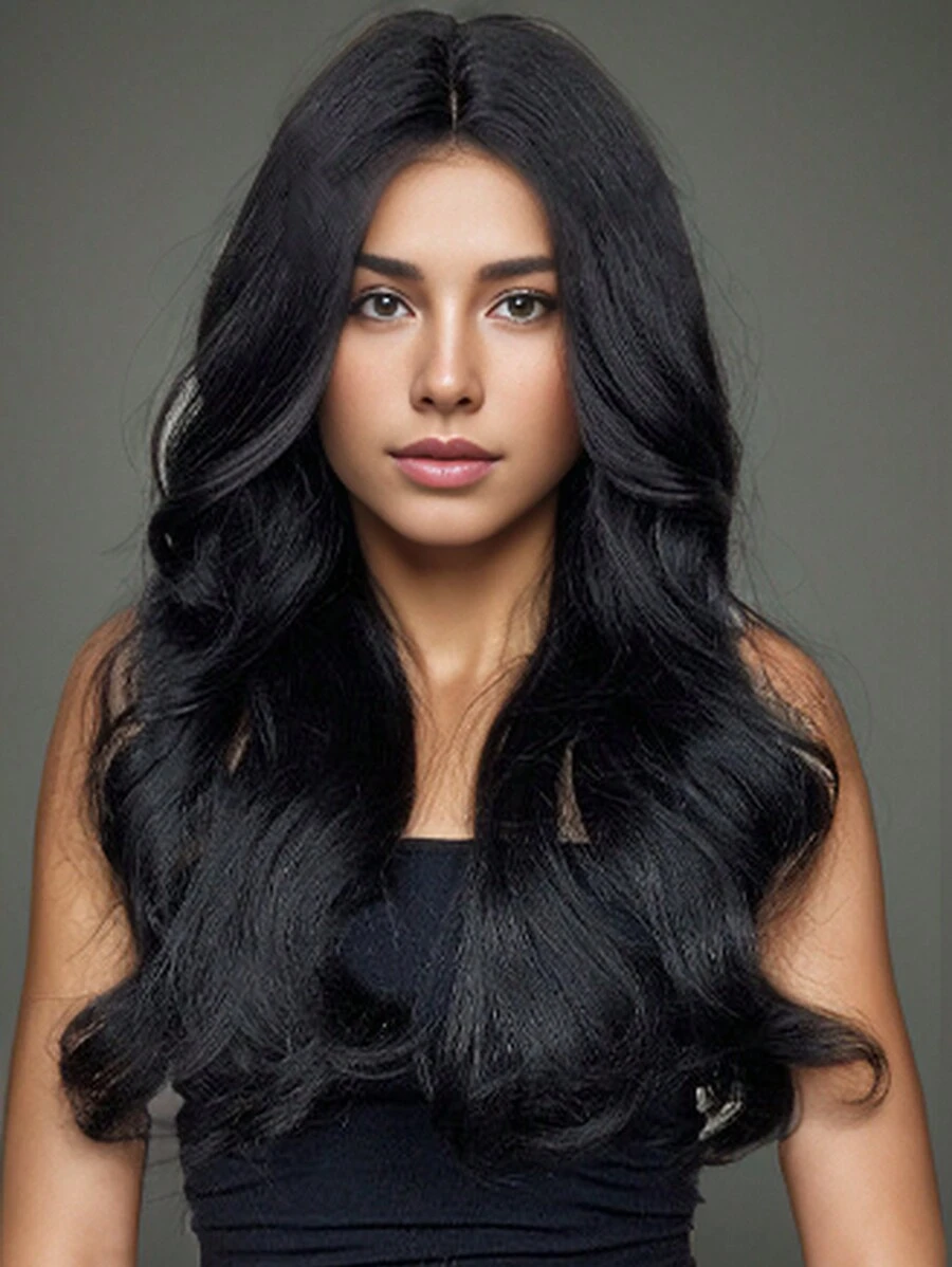 26 Inch Long Back Wavy Wig For Women Middle Part Curly Wavy Wig Natural Looking Synthetic Heat Resistant Fiber Wig For Daily Party Use