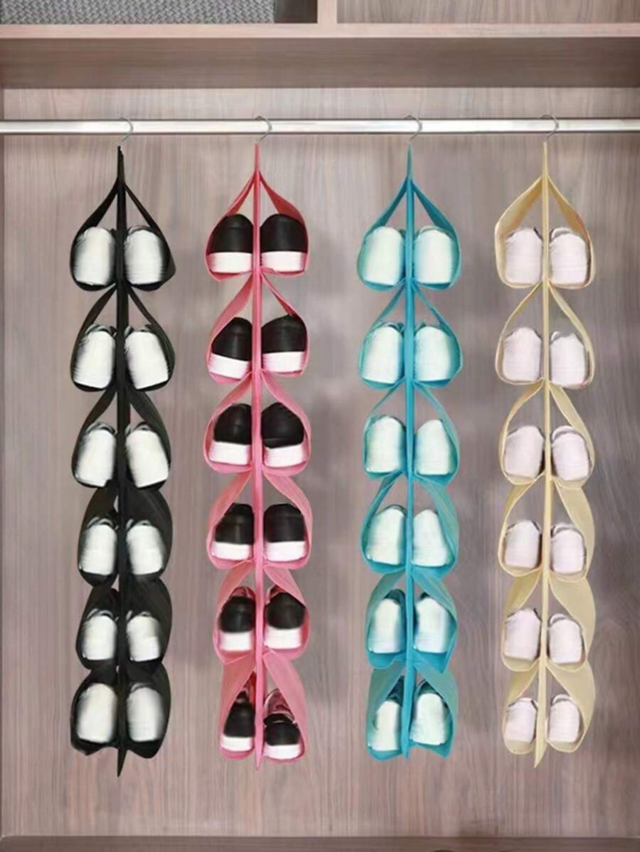 1 Piece Set Door Shoe Storage Box Hanging Wardrobe Stand Clothes Hanger Storage Bag Rack With 12 Large Mesh Pockets, Simple And Convenient, Very Suitable For Home Use