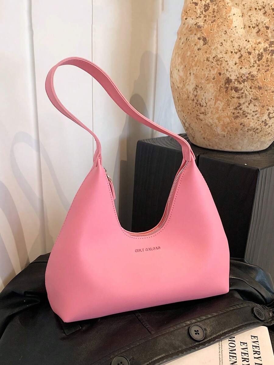 In de mode , Minimalistisch , Casual , 1 stuk Roze Retro Franse stijl Halvemaanvormige Oksel Tas , In de mode En Elegant Veelzijdig Schouder Crossbody-tas Voor vrouwen Voor meisje , Tienermeisjes
